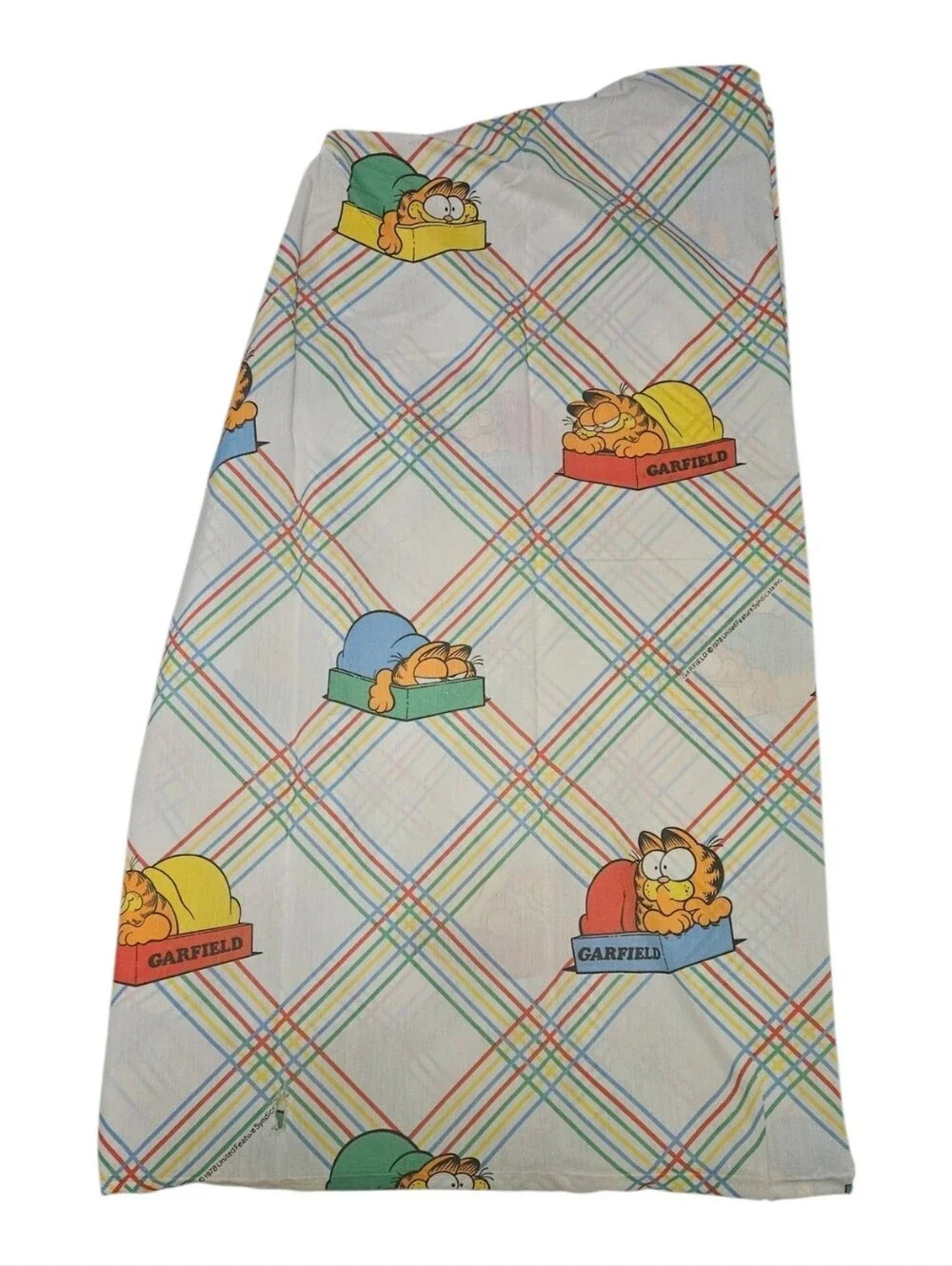 Vintage 1980's Garfield The Cat Twin Fitted Sheet By Marlborough Jim Davis